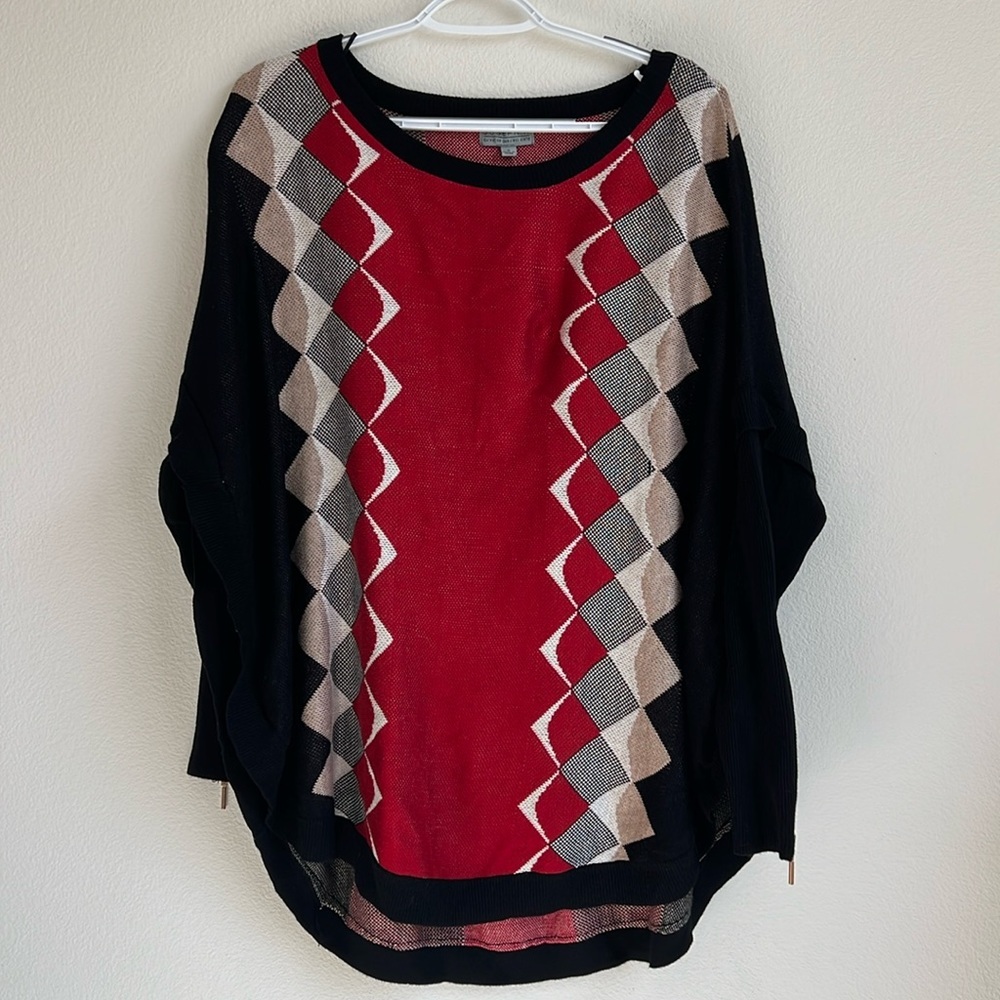 NWT Joseph A Red Black Poncho